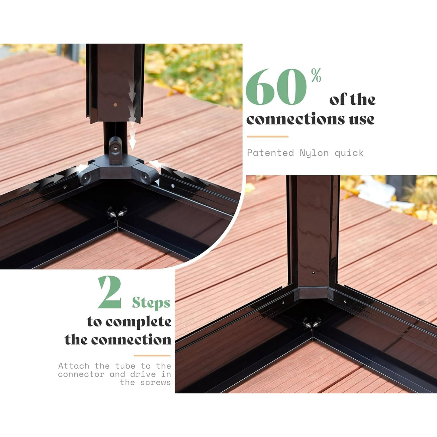 Jocisland 14x9.5x9 ft Hybrid Polycarbonate Greenhouse Quick Connector Fast Assembly Black