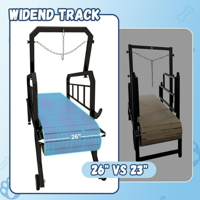 Jocisland Dog Treadmill for Medium and Large Dogs with Pace Adjustable Brake, Indoor Slatmill for Dogs with Roller Wheels to Keep Fit and Healthy, Up to 330 Lbs