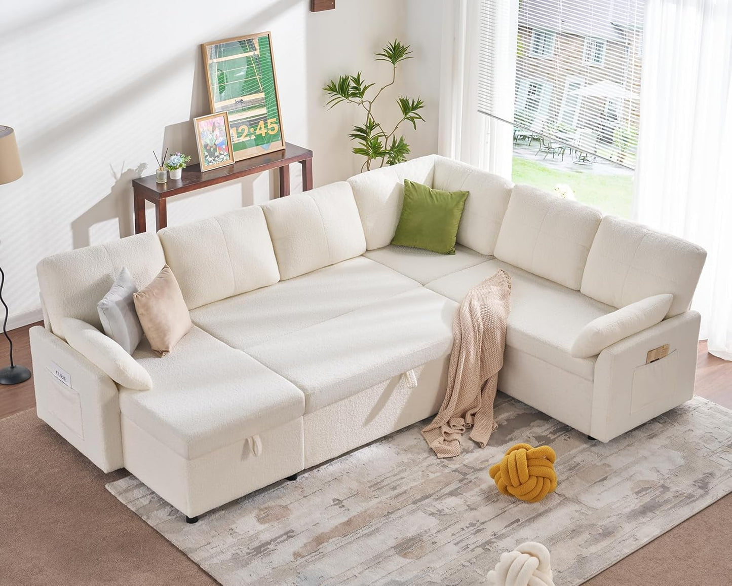 Roomy Homy Pull Out Couch, Sleeper Sofa with Storage Chaise