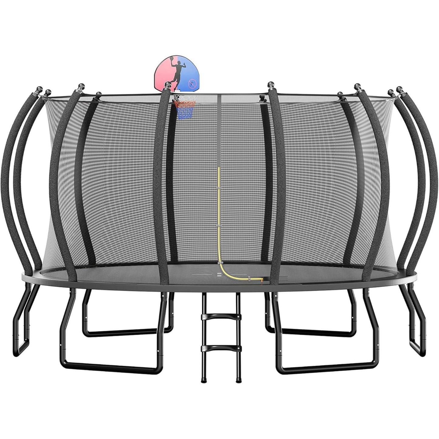 Jocisland 8FT Trampoline with Pop-up Quick Connector, Trampoline Outdoor with Enclosure and Ladder, ASTM Approval Trampoline for Kids and Adults