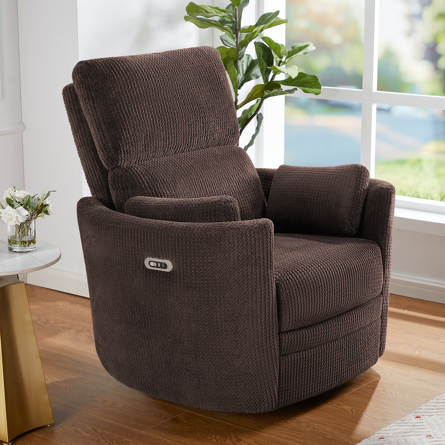 VANACC Power Recliner Chair for Living Room,Charging Port,Swivel Rocking Massage