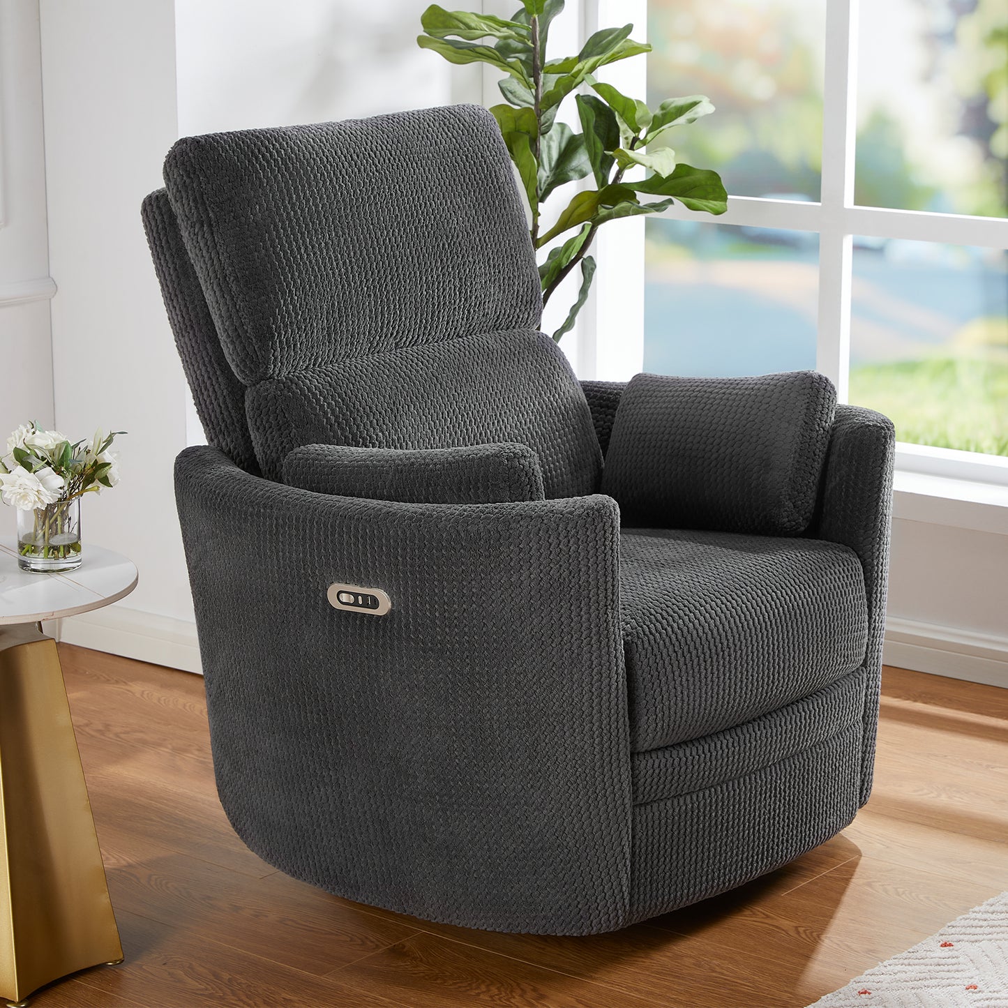 VANACC Power Recliner Chair for Living Room,Charging Port,Swivel Rocking Massage