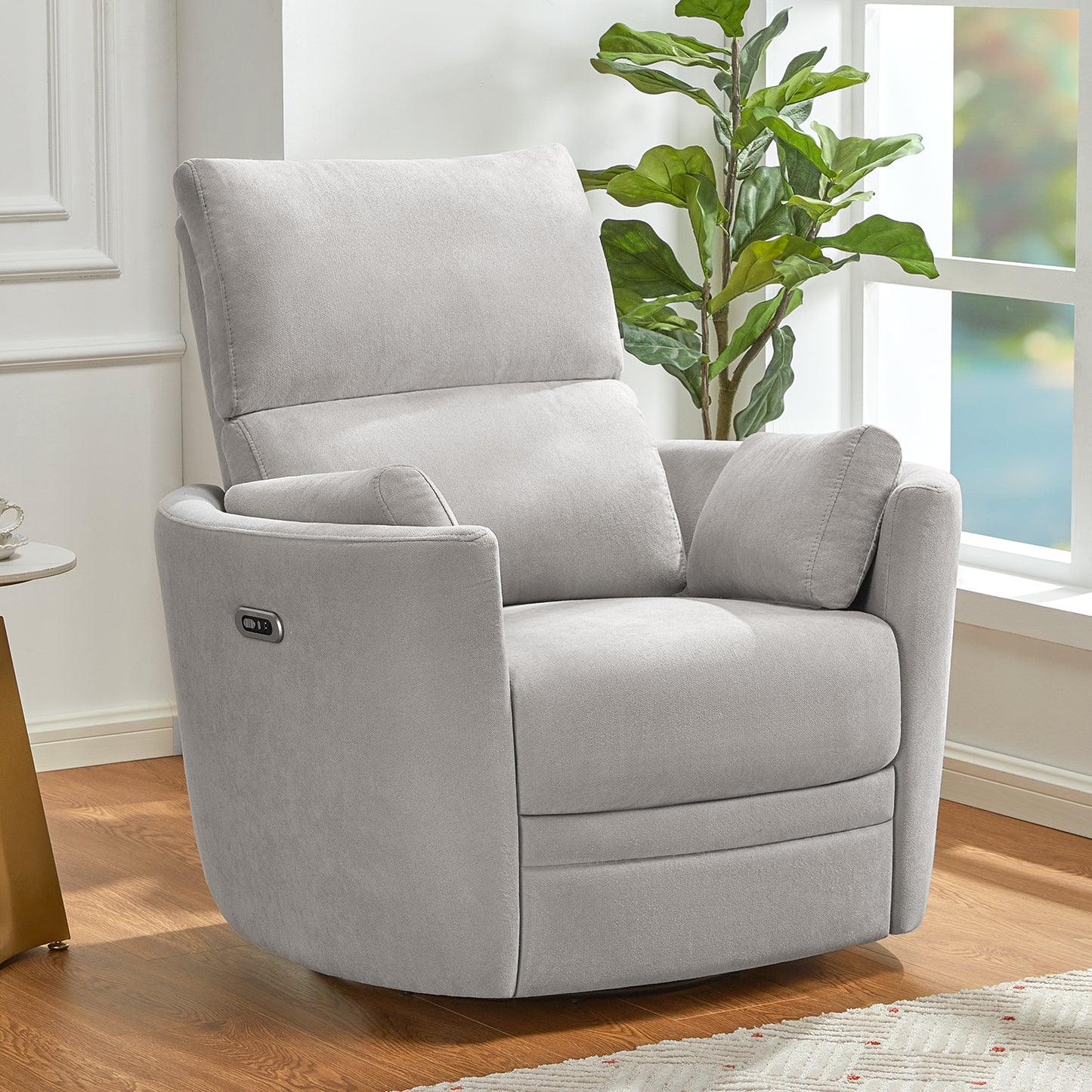 VANACC Power Recliner Chair for Living Room,Charging Port,Swivel Rocking Massage
