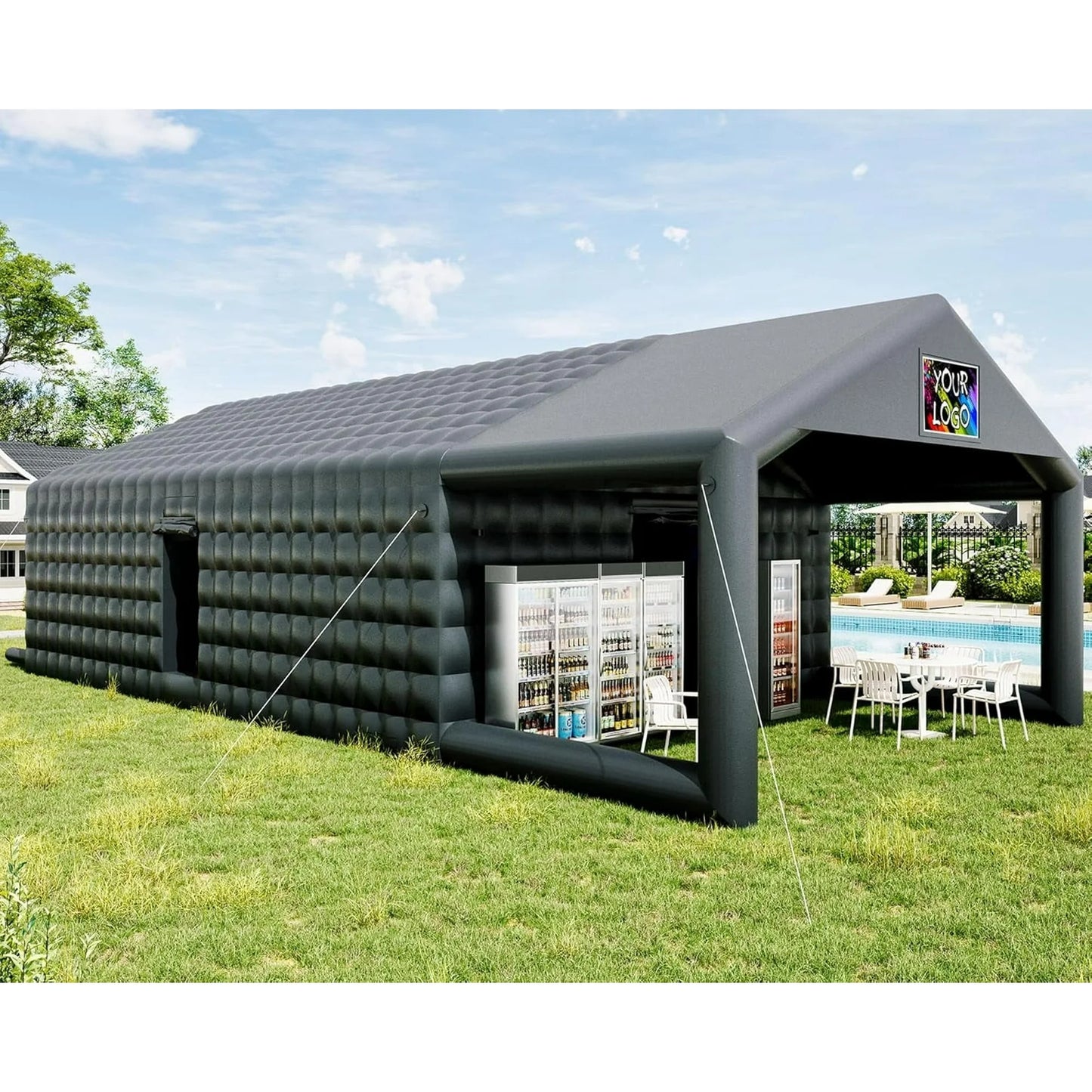 Jocisland 20x16x14 FT Large Black Inflatable Night Club Tent for Adults with 2 Side Doors, Inflatable Nightclub with Logo Area Gazebo Event House for Birthday Wedding Backyard Party