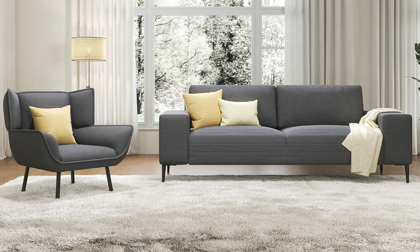 Roomy Homy 89 inch Sofa, Modern Couch with Extra Deep Seats, 3 Seater Sofa Chair Set