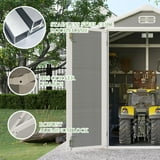 5.5 x 4.4 ft Resin Storage Shed with Floor, Tool Shed Outdoor Storage with Vents, Window, and Stainless Steel Cores, for Lawnmowers/Bicycles/Pool Supplies, Grey