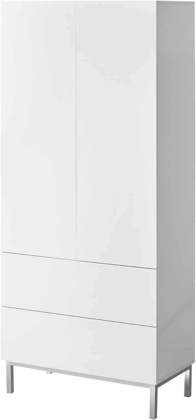 AMERLIFE Modern Tall Kitchen Pantry, 70" Tall Storage Cabinet Bookshelf with Adjustable Shelves & Drawer, Kitchen Pantry Cabinet for Living Room, White