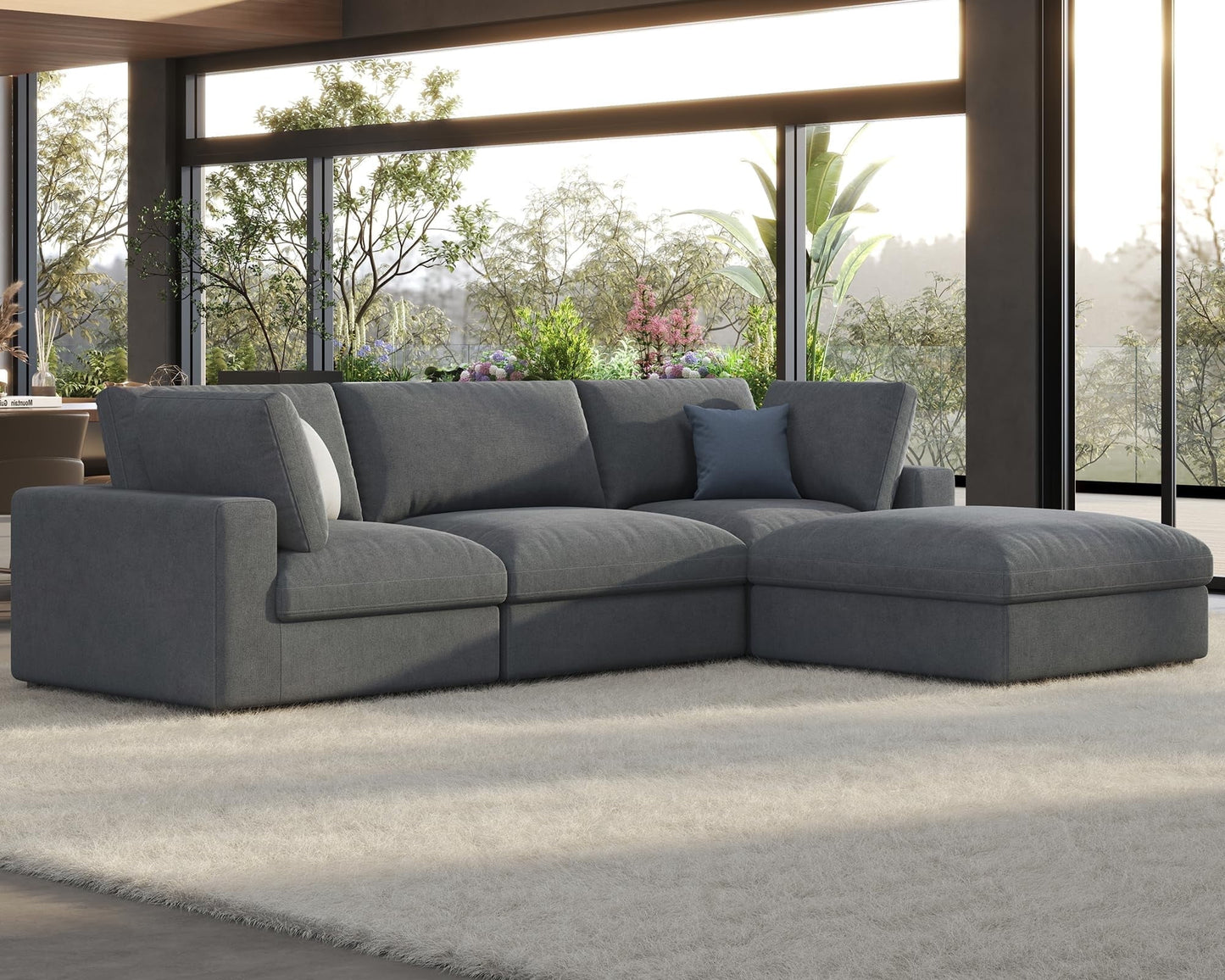 Roomy Homy Modular Sectional Sofa, Down Filled Sectional Sofa, Ottoman, Oversized Couch for Living Room