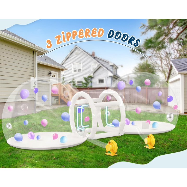 Jocisland 11.5FT & 11.5FT Bubble House with Balloons, PVC Inflatable Balloon House with Two 370W Air Blowers and 650W Air Pump for Party, Commercial Use, Wedding