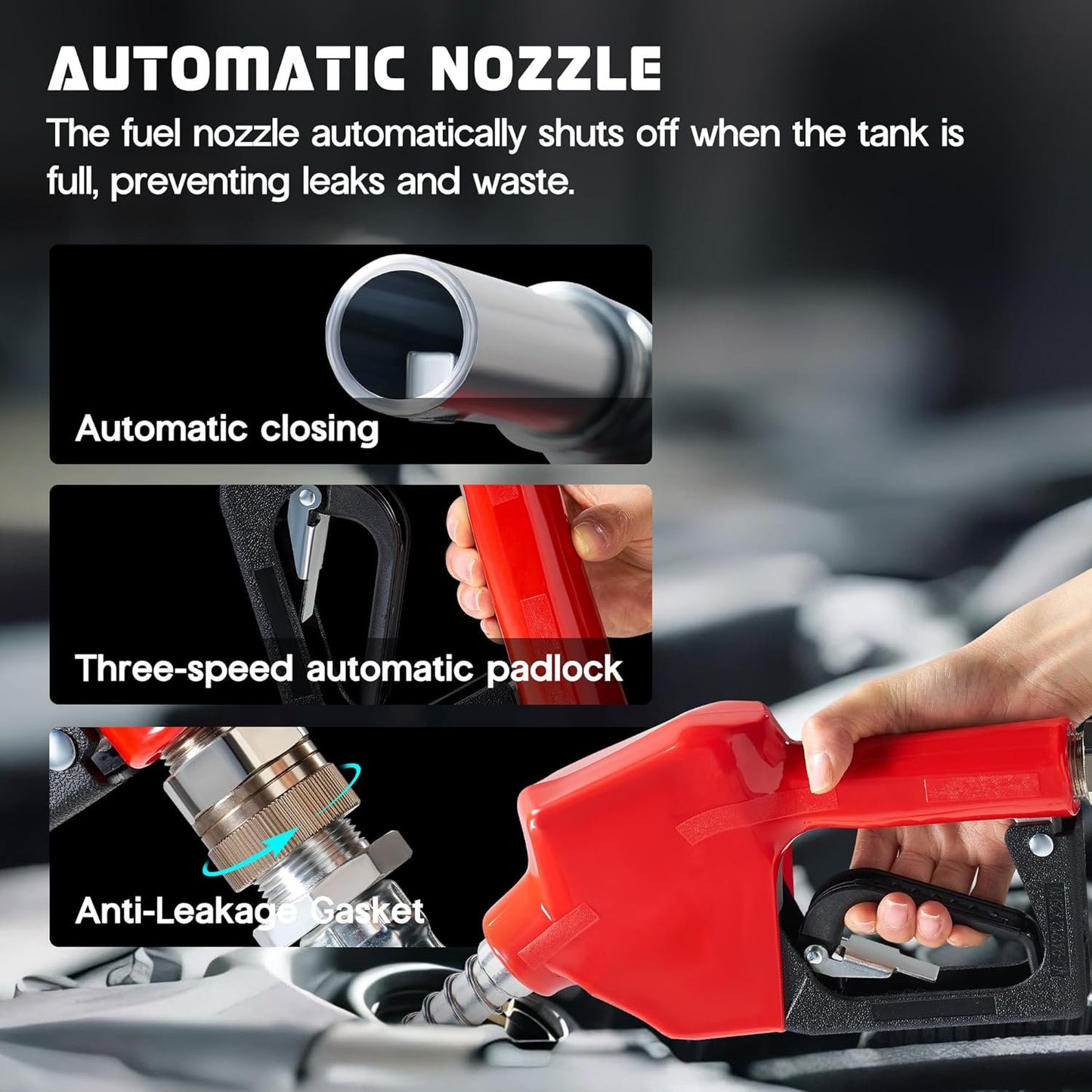 Jocisland Portable Diesel Tank, 58 Gallon Capacity Diesel Fuel Tank with 12V Electric Transfer Pump and 13.1ft Rubber Hose, Wheel Chocks and Lashing Straps, Black