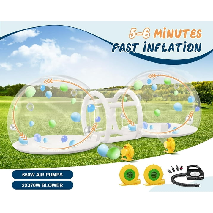 Jocisland 11.5FT & 11.5FT Bubble House with Balloons, PVC Inflatable Balloon House with Two 370W Air Blowers and 650W Air Pump for Party, Commercial Use, Wedding