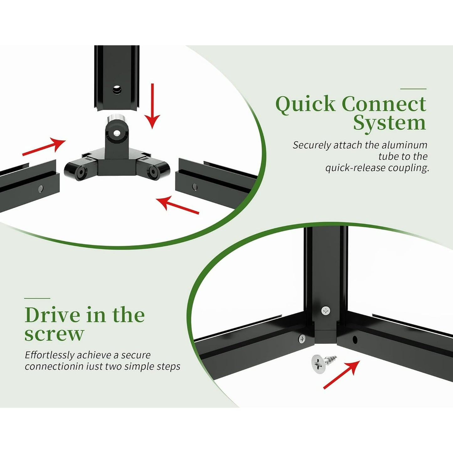 Jocisland 14x9.5x9 ft Polycarbonate Greenhouse Quick Connect Fittings, 6 FT Height Double Doors with Hook, Black