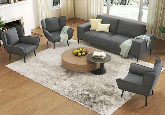 Roomy Homy 89 inch Sofa, Modern Couch with Extra Deep Seats, 3 Seater Sofa Chair Set