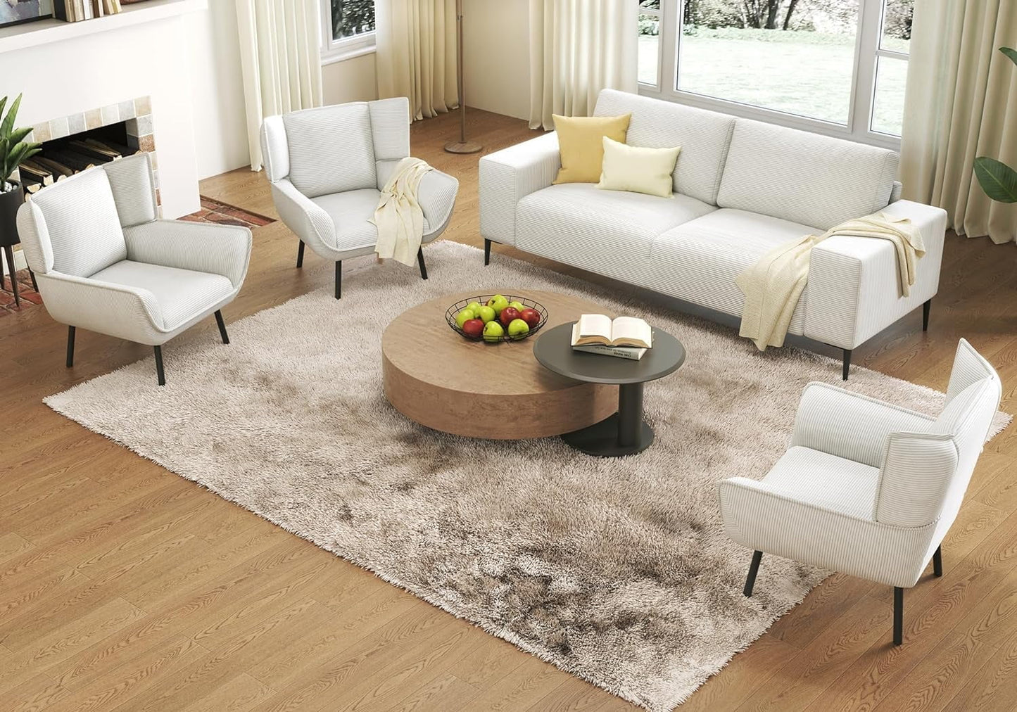 Roomy Homy 89 inch Sofa, Modern Couch with Extra Deep Seats, 3 Seater Sofa Chair Set