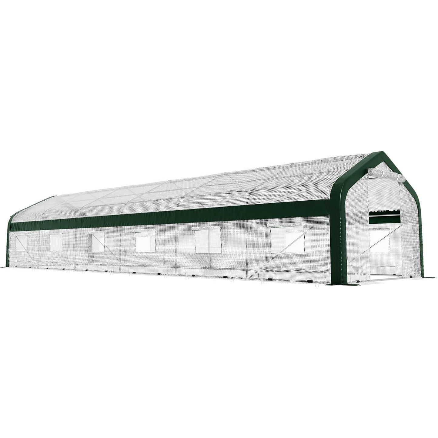 Jocisland 36x10x7.5 FT Large Walk-in Tunnel Greenhouse for Outdoors with Watering System 2 Zipper Doors, Heavy Duty Greenhouse Upgraded Galvanized Steel Frame 12 Windows, Green/White