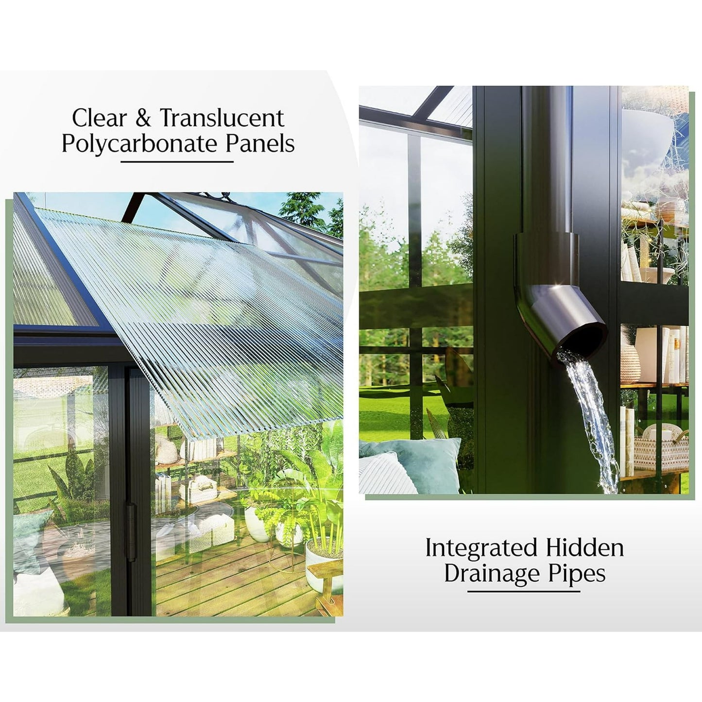 Jocisland 14x9.5x9 ft Hybrid Polycarbonate Greenhouse- Outdoor with Quick Connect Fittings