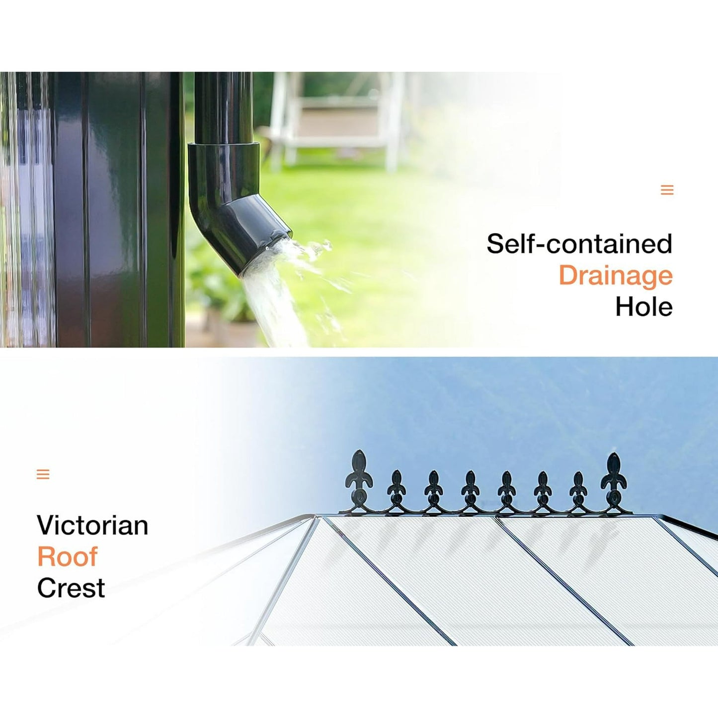 Jocisland 14x9.5x9 ft Polycarbonate Greenhouse Double Swing Doors 2 Vents 6FT Wall Height, Black