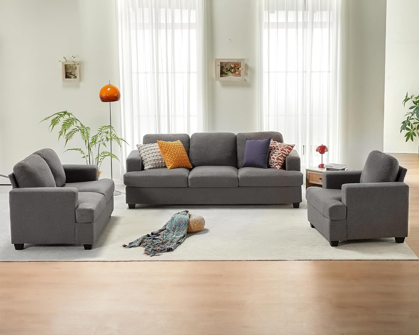 Roomy Homy Sofa, 2 Piece Set Comfy Couch with Deep Seats, Modern Sofa for Living Room
