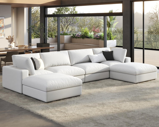 Roomy Homy Modular Sectional Sofa, Down Filled Sectional Sofa, Ottoman, Oversized Couch for Living Room