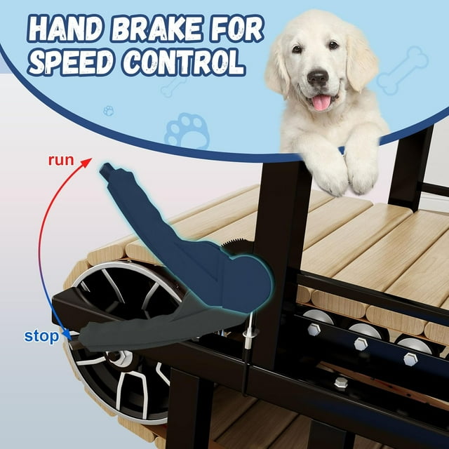 Jocisland Dog Treadmill for Medium and Large Dogs with Pace Adjustable Brake, Indoor Slatmill for Dogs with Roller Wheels to Keep Fit and Healthy, Up to 330 Lbs