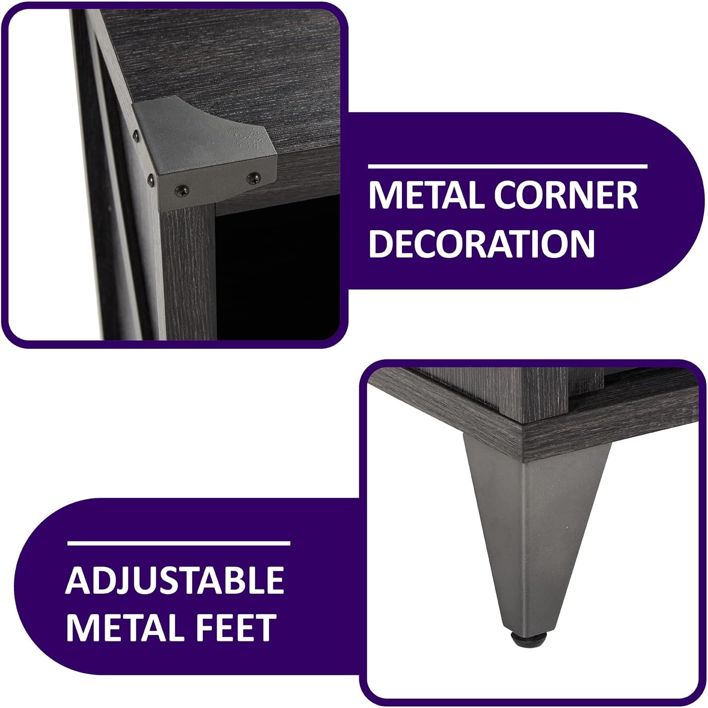 65" Fireplace TV Stand with 60" Glass Electric Fireplace, Industrial & Farmhouse Media Entertainment Center with Open Shelve Storage for TVs Up to 75", TV Console for Living Room, Gray