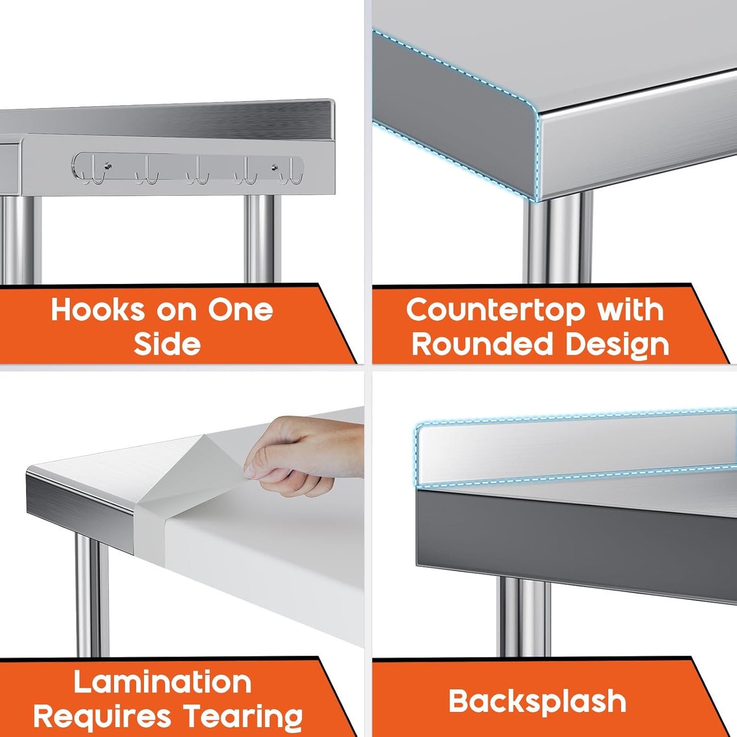 Jocisland 24x36in Stainless Steel Table, Kitchen Prep Table with Adjustable Undershelf, NSF Certified Metal Surface (Includes Wheels & Backsplash) for Home Kitchen, Restaurant, Hotel, and Garage