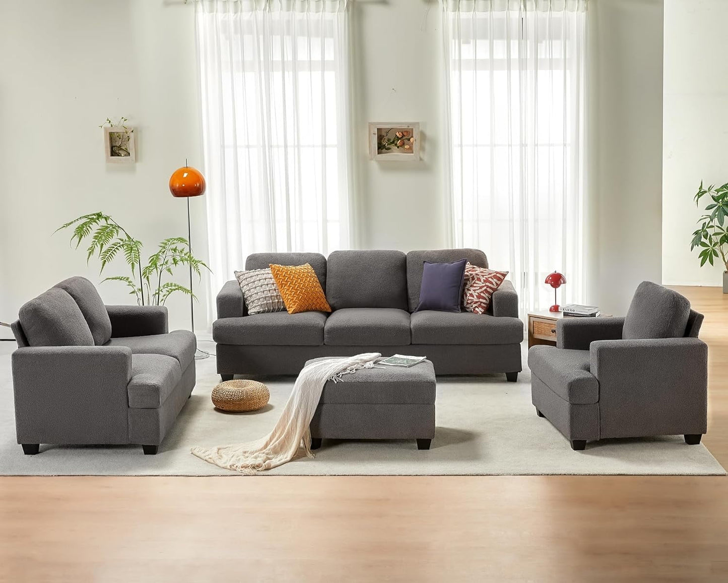 Roomy Homy Sofa, 2 Piece Set Comfy Couch with Deep Seats, Modern Sofa for Living Room