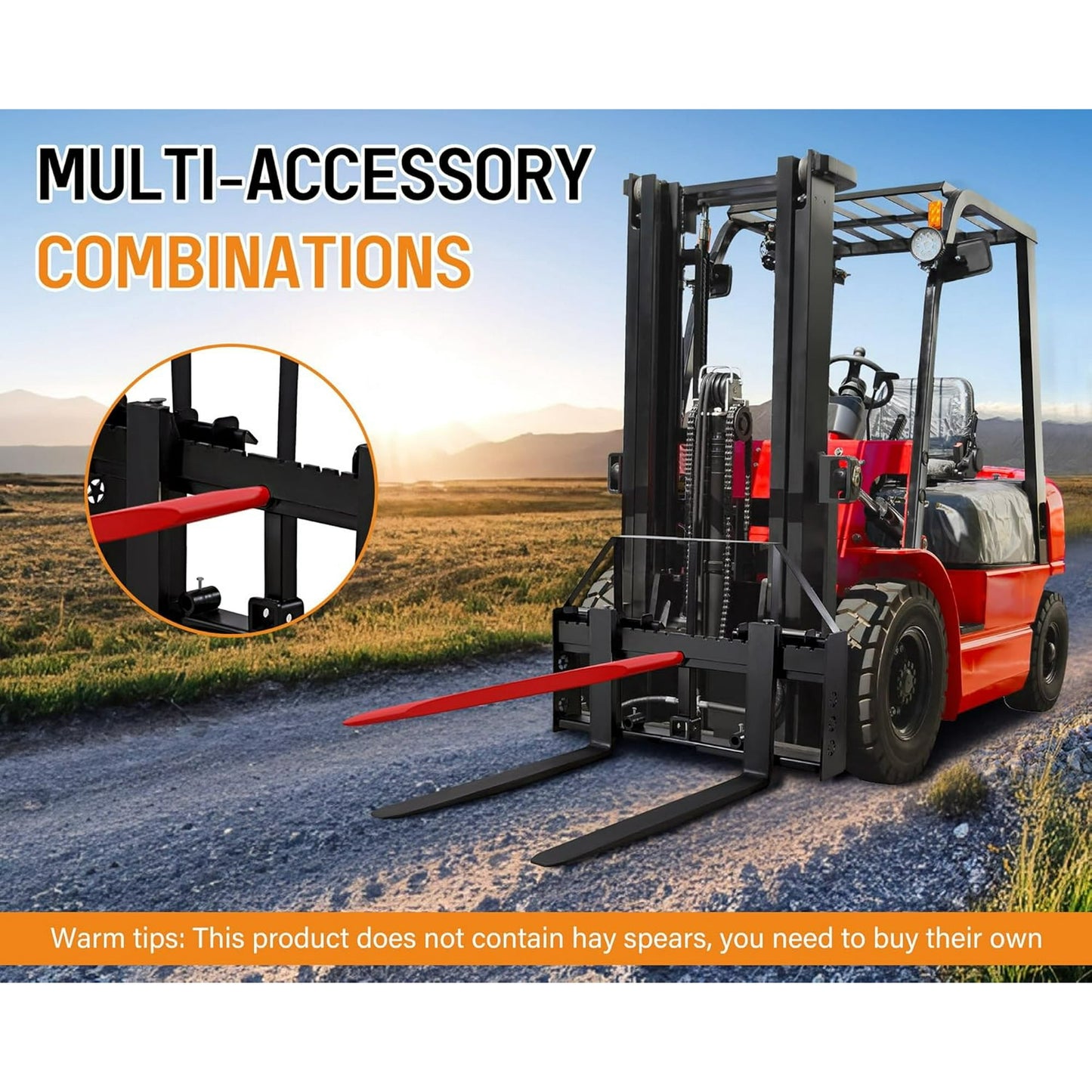 Jocisland 45" Pallet Fork for Tractor, Skid Steer Attachment with 45" Fork Blades for Factory or Warehouse Transportation, Load Capacity 2500 LBS, Black