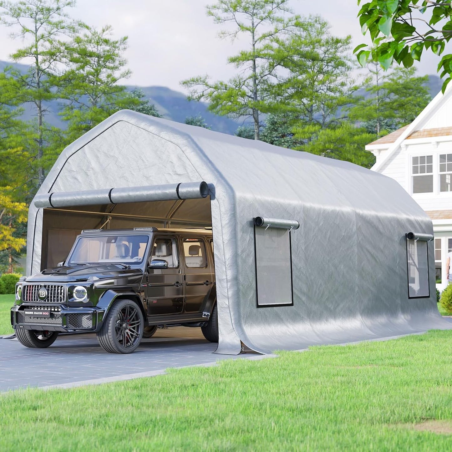 Carport 12x24 FT Heavy Duty Portable Garage, Canopy with Roll-Up Ventilated Windows