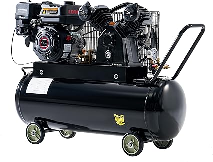 Jocisland 6.5HP Gas Powered Air Compressor, 20 Gallon Horizontal Tank with Wheels 10.7CFM@Max 115PSI, 196cc Loncin Engine Gasoline Driven Piston Pump Air Compressor for Workshop, Construction Sites