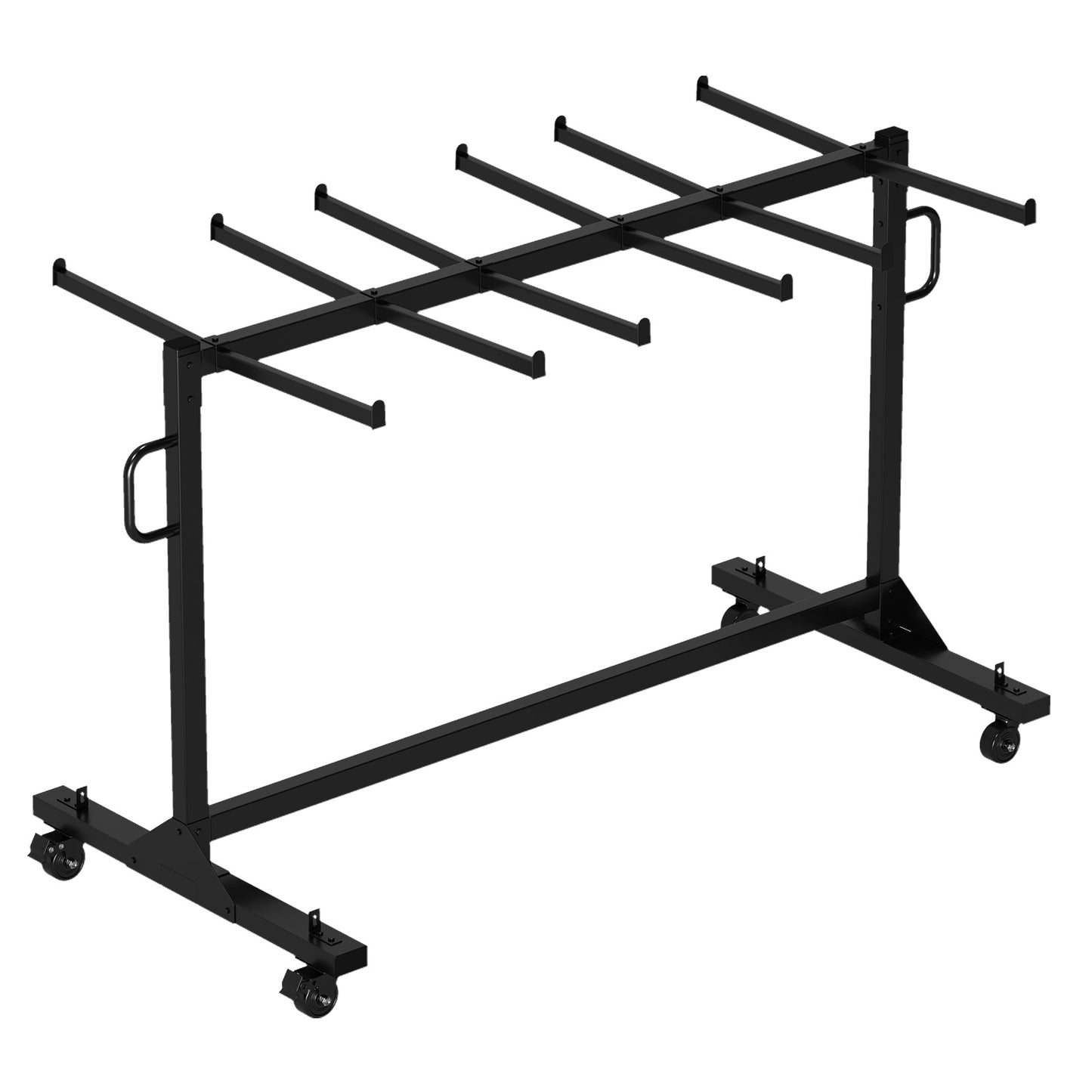 Jocisland Folding Chair Rack, Holds 12 Tables or 42 Chairs, 550 lbs Capacity, Heavy-Duty Cart with Wheels, Elastic Cords, Cover, Glossy Black