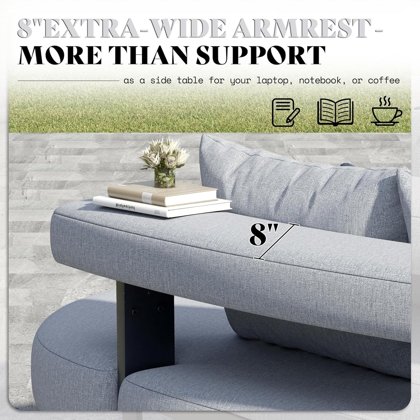 11 Seats Aluminum Patio Furniture Set, Curved Modular Outdoor Sectional Sofa with Cushions