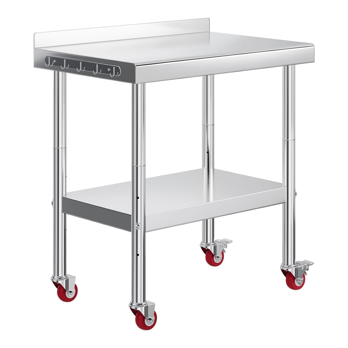 Jocisland 24x36in Stainless Steel Table, Kitchen Prep Table with Adjustable Undershelf, NSF Certified Metal Surface (Includes Wheels & Backsplash) for Home Kitchen, Restaurant, Hotel, and Garage