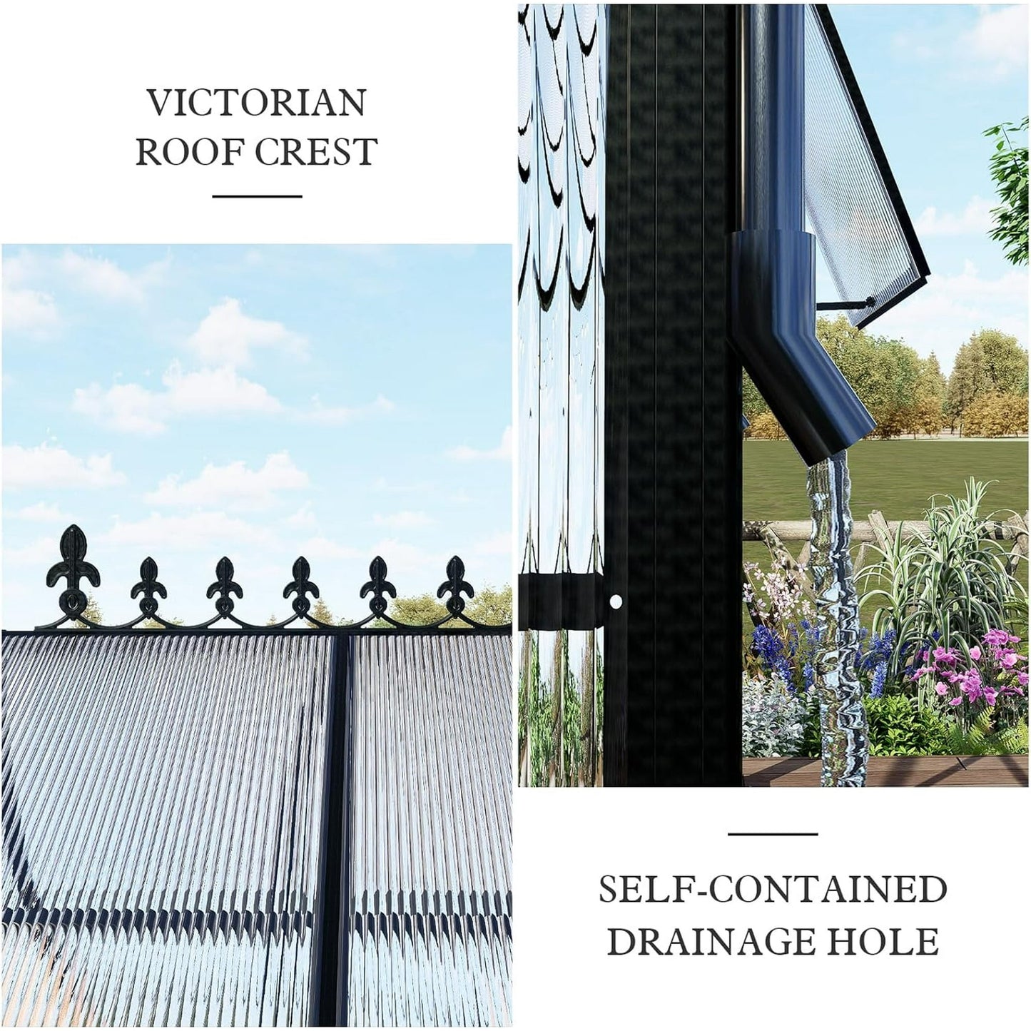 Jocisland 14x9.5x9 FT Polycarbonate Greenhouse Double Swing Doors 2 Vents 6FT Added Wall Height, Walk-in Large Winter Greenhouse Sunroom Aluminum Greenhouse for Outdoors, Black