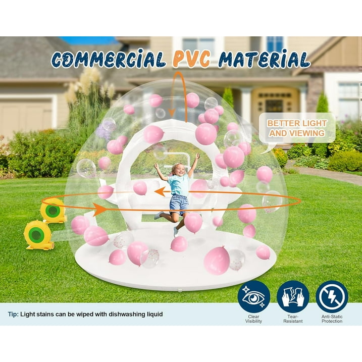 Jocisland 11.5FT & 11.5FT Bubble House with Balloons, PVC Inflatable Balloon House with Two 370W Air Blowers and 650W Air Pump for Party, Commercial Use, Wedding