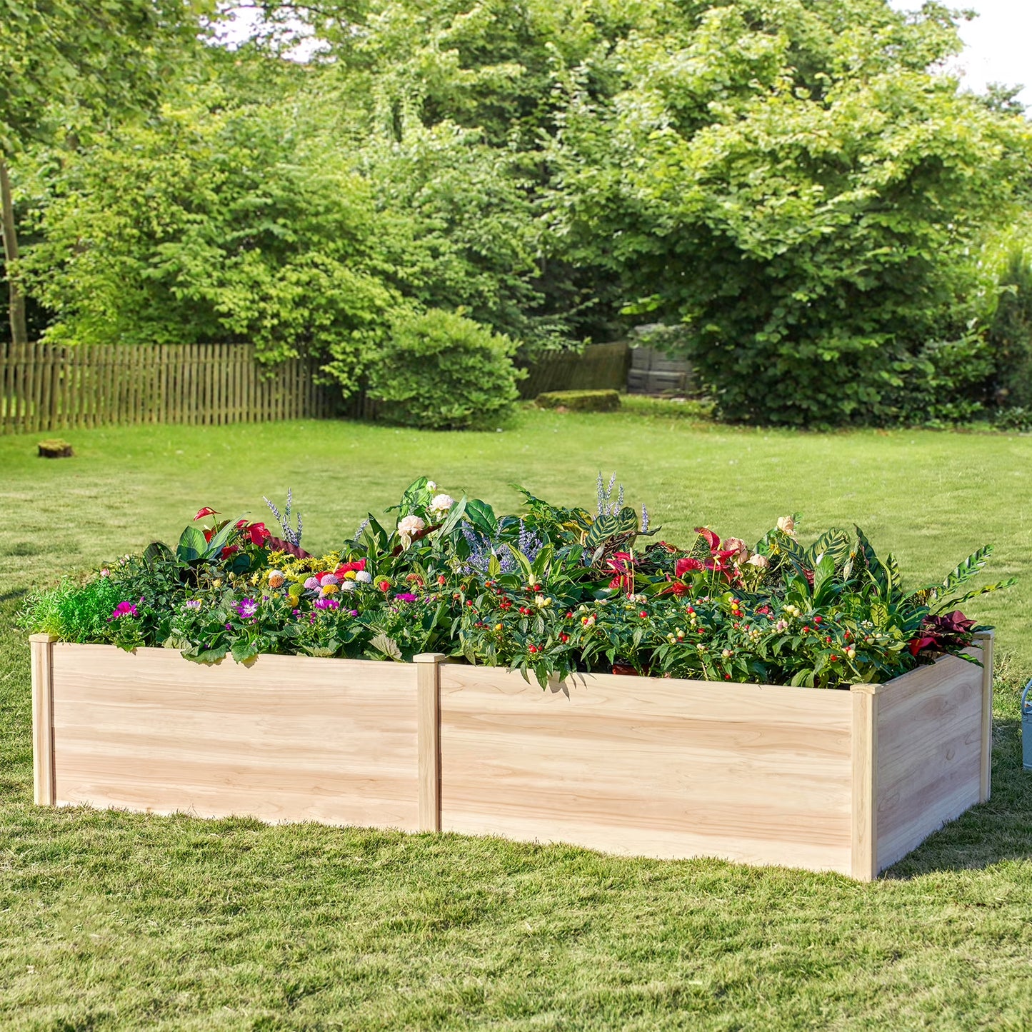 Jocisland 8x4 Ft Wood Raised Garden Bed, Durable Raised Planter Box for Vegetables, Herbs, and Flowers, Flower Bed for Outdoor Gardening with Open Base