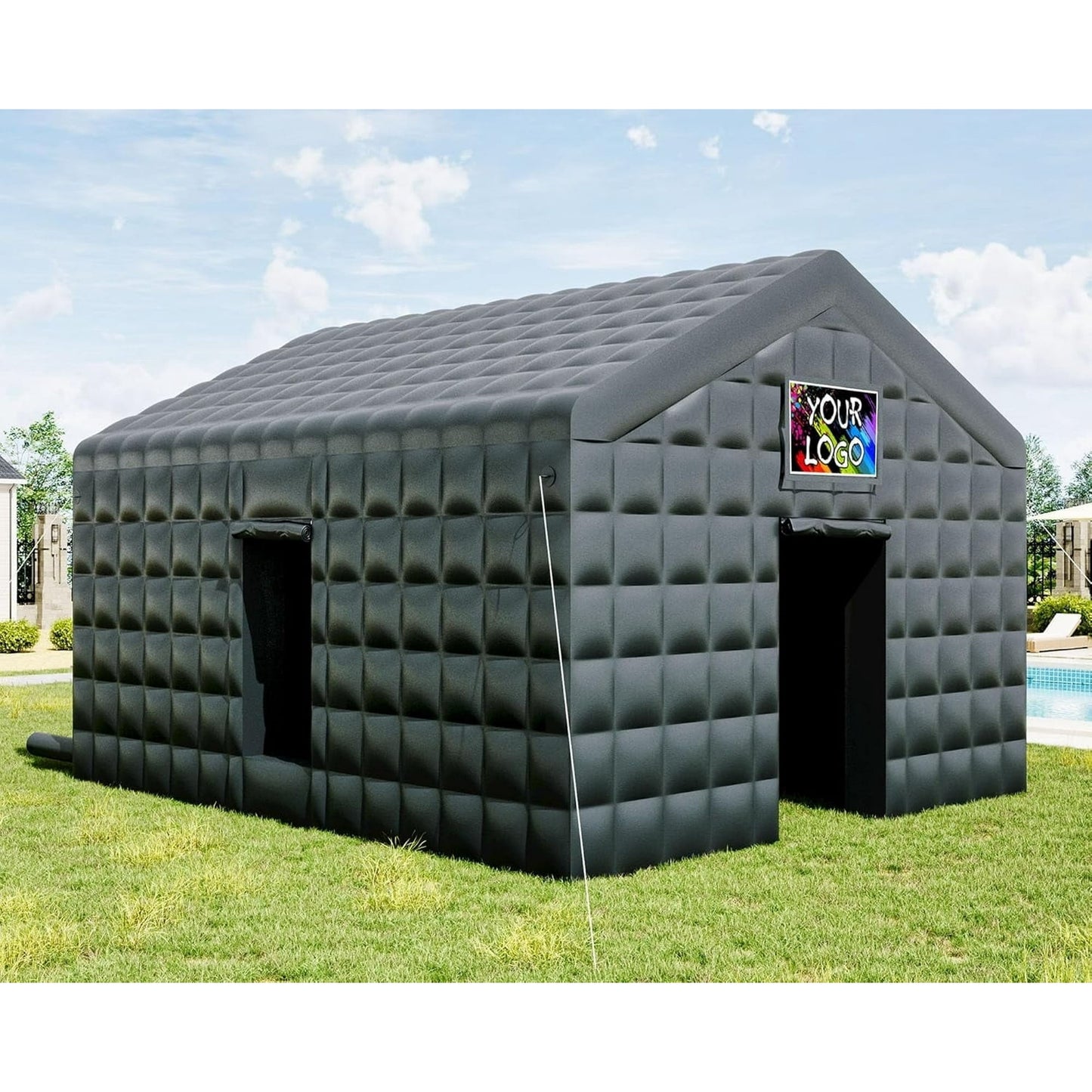 Jocisland 20x16x14 FT Large Black Inflatable Night Club Tent for Adults with 2 Side Doors, Inflatable Nightclub with Logo Area Gazebo Event House for Birthday Wedding Backyard Party