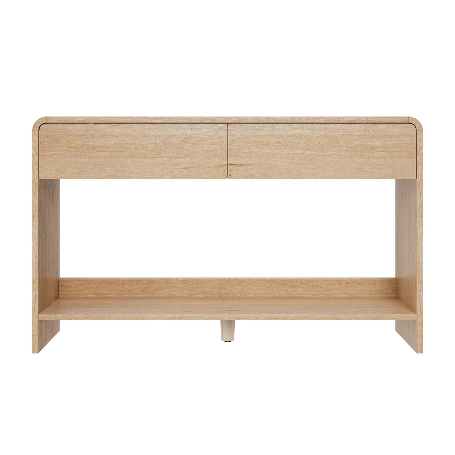 Amerlife Modern Console Table with 2 Storage Drawers and Open Shelf, with Curved Edges, for Hallway, Foyer, Entrance, Living Room
