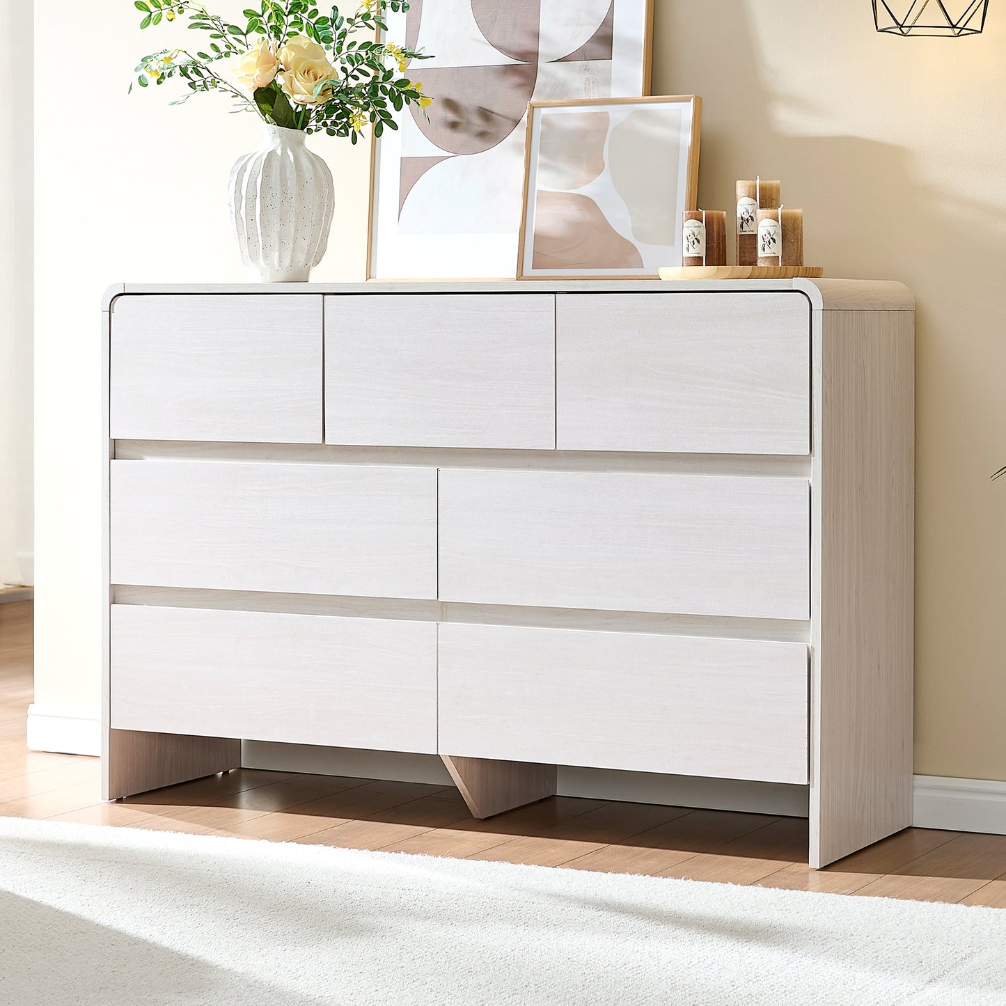 VanAcc Dresser for Bedroom, Modern Chest of Storage Drawers with Anti-Tip Kit, Wood Cabinet Organizer, Easy Assembly