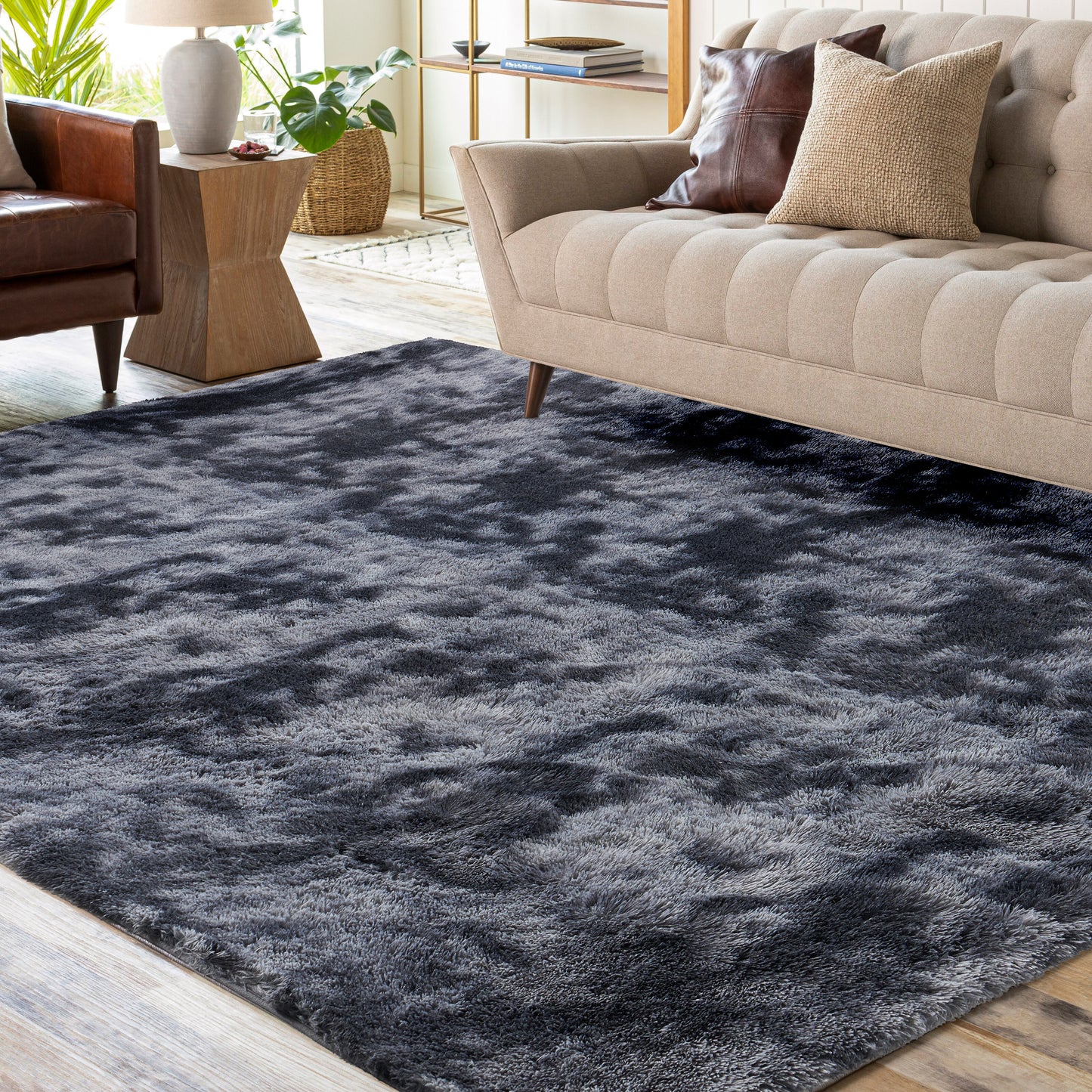 papajet Area Rug, Fluffy Shaggy Rug, Dark Grey for Living Room