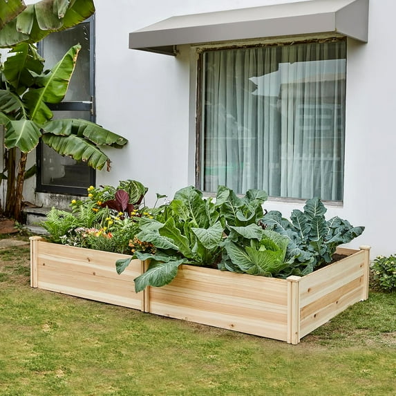 Jocisland 15 Inch Depth 8x4FT Deep Wooden Raised Garden with Open Base, Extra Large Planter Box for Deep-Rooted Plants, Ideal for Outdoors, Patio, Backyard