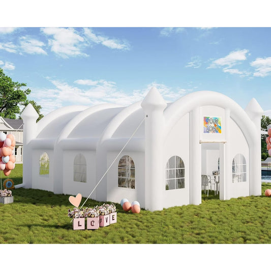 Jocisland 30x20x13 ft Large Inflatable Wedding Tent, 210D Oxford Fabric Heavy Duty Party Tent with 2 Roll-Up Doors & 8 Sand Bags, Gazebo Event House for Wedding Birthday Backyard Party, White