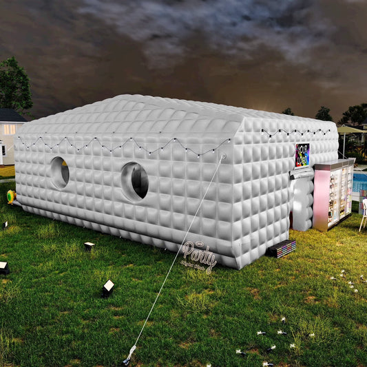 Jocisland 33x20x13 ft Large Inflatable Night Club Tent for Adults, Space Capsule Inflatable Nightclub with 6 Windows & Movie Screen Hooks, Event Tent for Backyard Party, Silver