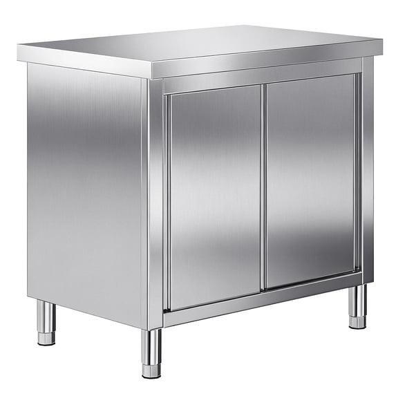 Jocisland Stainless Steel Work Table with Cabinet and Drawer, with Double Doors for Prep Work for Home, Restaurant, Garage and Hotel