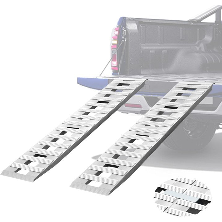 Jocisland 59.4" x 12" Aluminum Trailer Ramps, 6000LBS Capacity Loading Ramps with Top Hooks Attaching End, Fit for ATV/UTV, Tractor, Trucks, Motorcycles and Lawn Mowers, 2 pcs