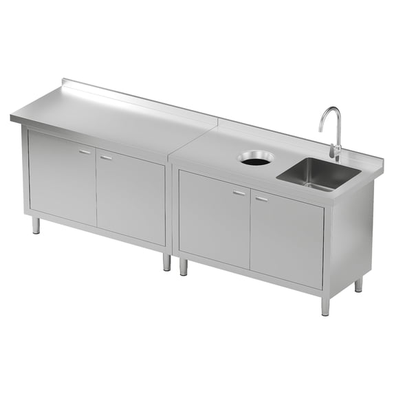 Jocisland Stainless Steel Utility Sink with Cabinet, Commercial Freestanding, Double-Door Storage for Restaurant, Laundry Room, Garage