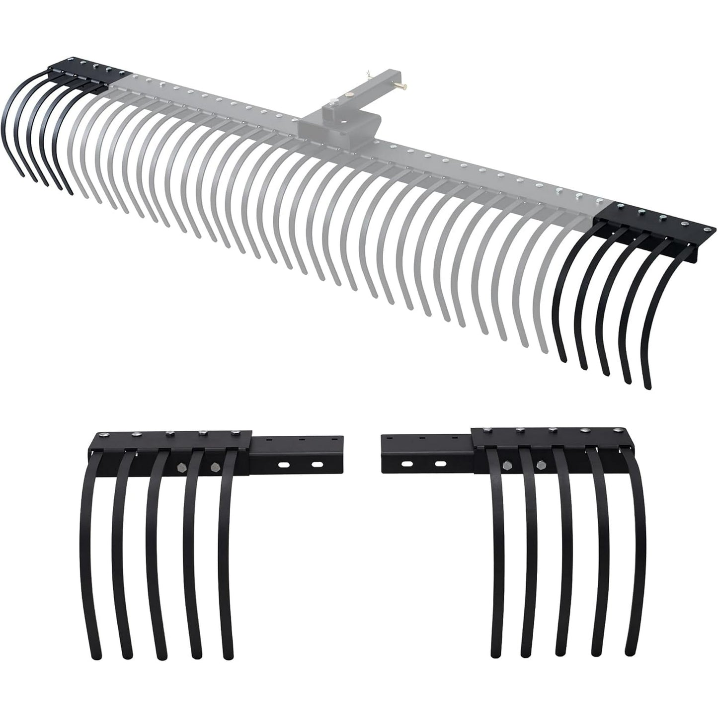 Jocisland Tow Behind Landscape Rake Extension Kit, 2 Pack Width Expander with Heavy Duty Steel Tines, Increases Working Width for Tractor Rakes,ATV