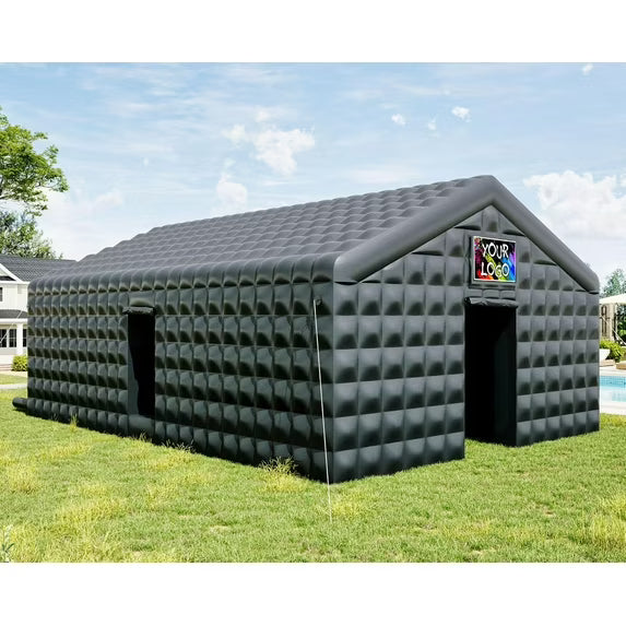 LUXOAK 30x20x14 ft Large Black Inflatable Night Club Tent for Adults with 2 Side Doors for Wedding Birthday Backyard Party
