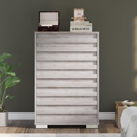 LUXOAK 5-Drawer Dresser for Bedroom, Farmhouse Wooden Dresser