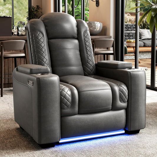 Home Theater Seating Seats, Game Movie Dual Motor Recliner Chairs with USB & Type-C, Theatre Reclining Sofa for Media Room with Electric Headrest, Ambient Lighting
